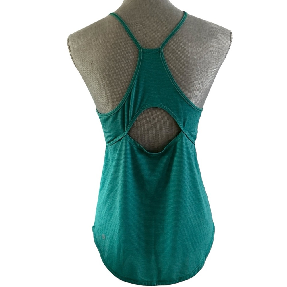 Lululemon tank top size 6 green striped racerback yoga athletic top - Picture 2 of 5